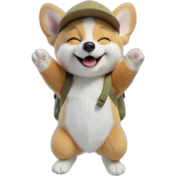 Mochi the corgi cheering