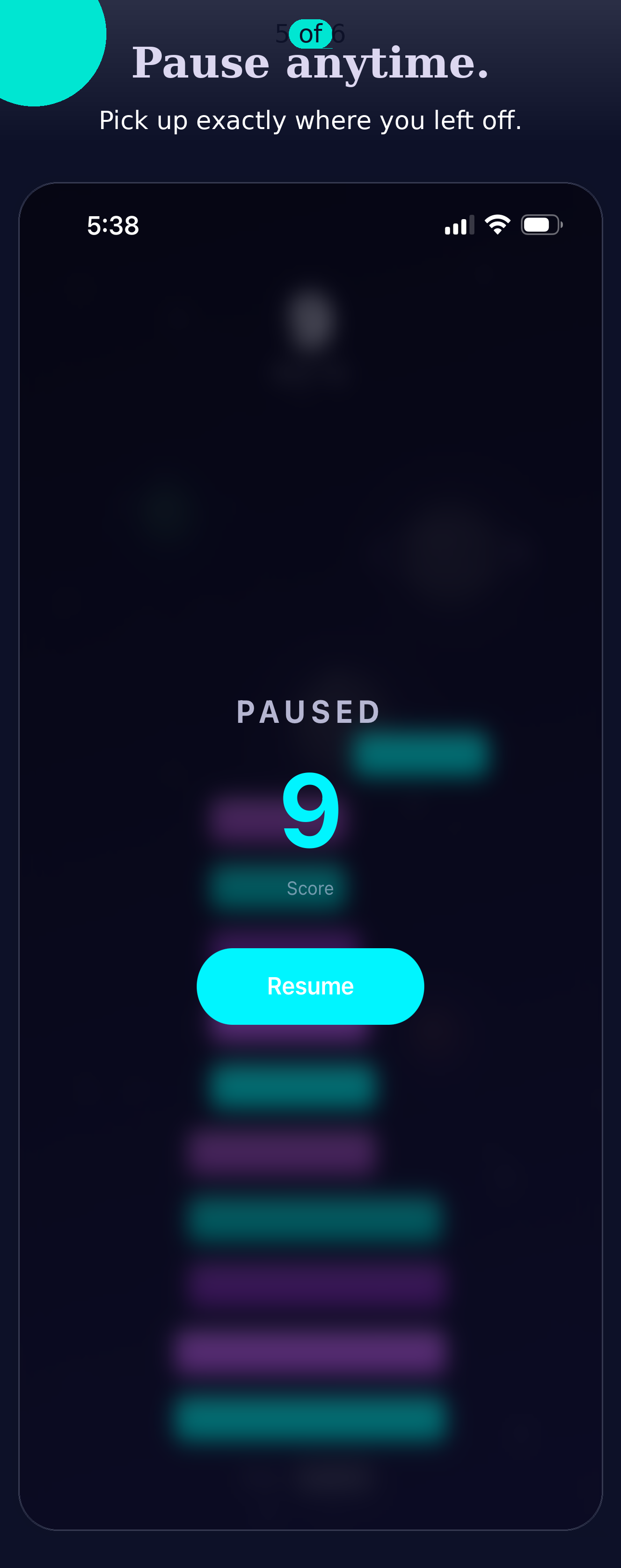 Pause screen